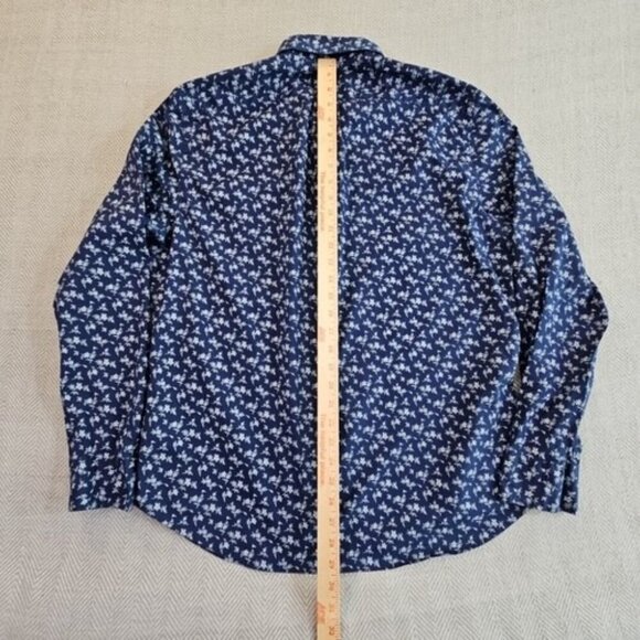 J. Crew Long Sleeve Button-Down Shirt Men's Large Blue Floral Classic Stretch - Picture 11 of 14